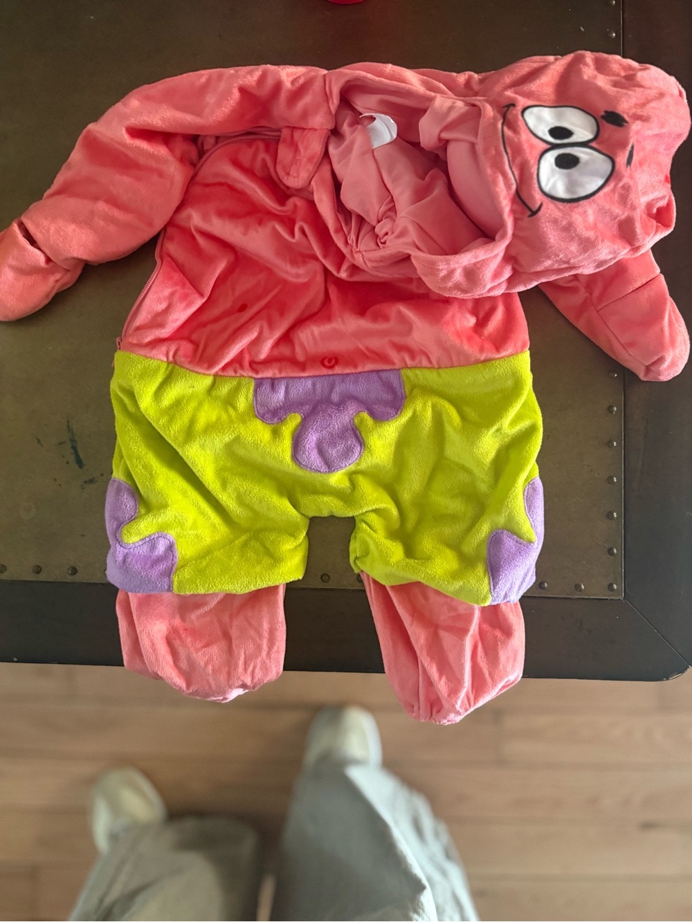 Pink & Green Cartoon Plush Kids Hooded Costume